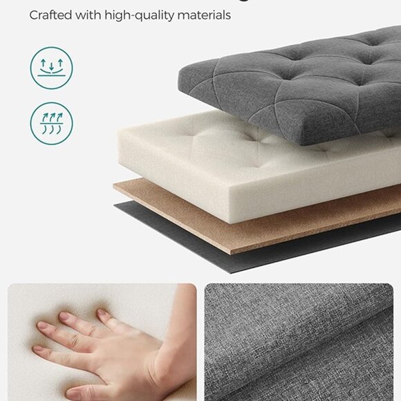 NEW Storage Ottoman Bench, Bench with Storage, for Entryway, Bedroom, - Picture 7 of 8